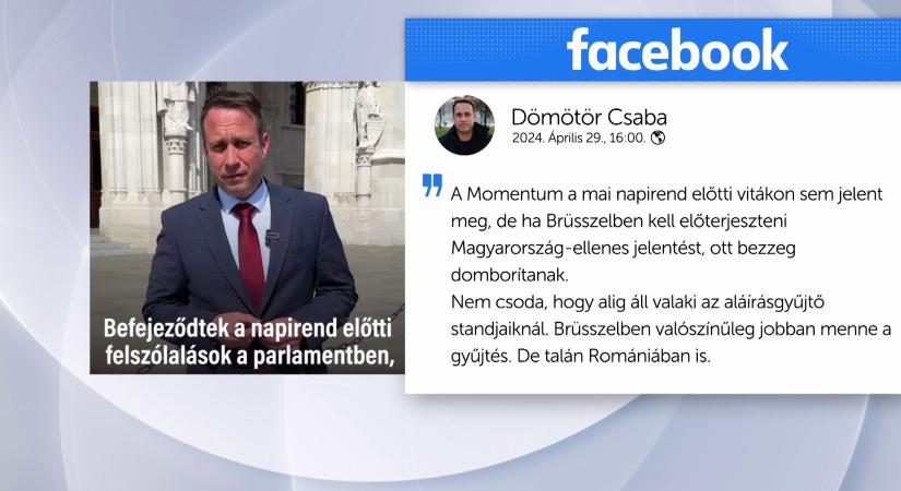 Dömötör Csaba: Nem jelent meg a Momentum a napirend előtti vitákon, bezzeg Brüsszelben domborítanak  videó