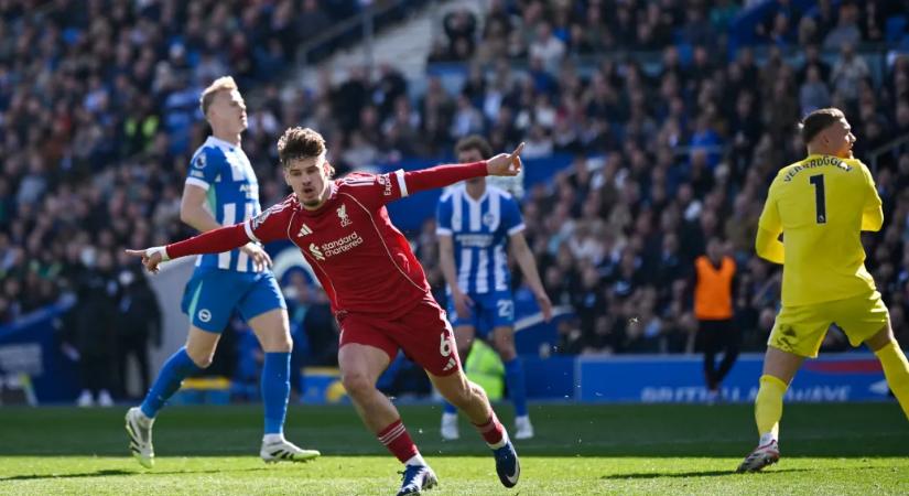 Kerkez szemfüles góljával egyenlített a Liverpool a Brighton ellen