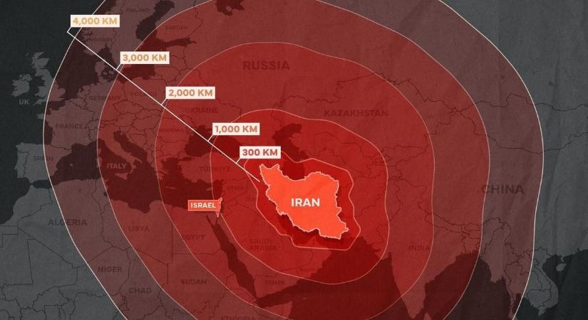 Félelmetes térkép került elő a háborús övezetből: Budapest is az iráni rakéták hatótávolságán belül van
