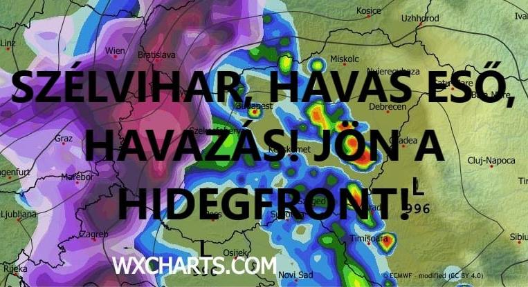 Alig 2 nap múlva a Dunántúlon szélvihar, havazás, havas eső jön!