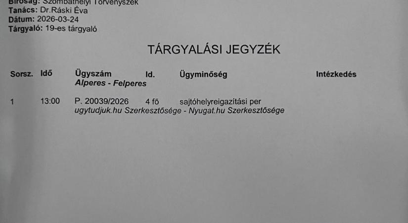 Bíróságra vitte a Nyugat.hu az Ugytudjuk.hu szerkesztőségét, szerintük ugyanis ők nem Czeglédy Csaba közeliek