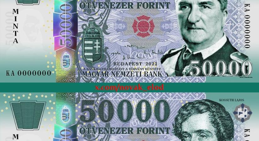 Ötvenezres bankjegy bevezetését szorgalmazza a Mi Hazánk, Novák Előd Horthy vagy Kossuth képmását tenné rá