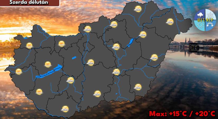 Szerdán még enyhe idő várható, csütörtök éjjel nyugatra már csapadék érkezik