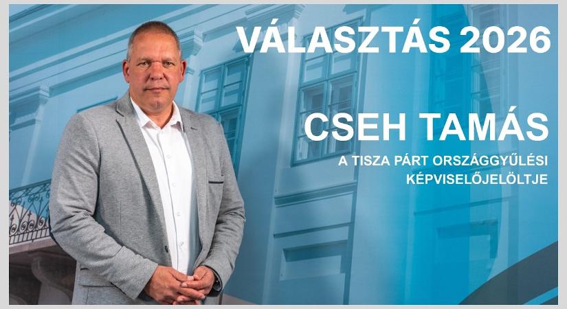 Választás 2026 – Cseh Tamás a Tisza Párt országgyűlési képviselőjelöltje