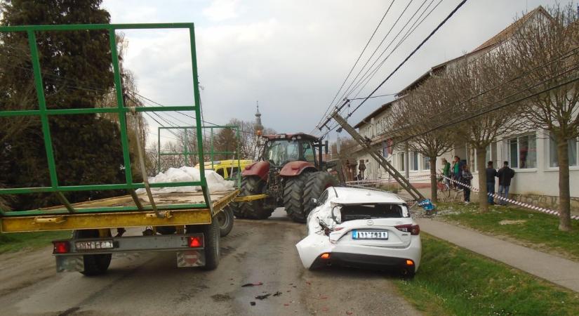 Több száz család maradt áram nélkül Baranyában: villanyoszlopot döntött, kábeleket szaggatott egy traktor