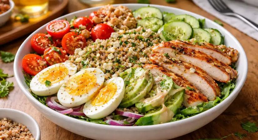 Egy saláta, ami éppoly jóllakottá tesz, mint egy kiadós ebéd: Csak néhány extra hozzávaló, és egy tál zöldség teljes értékű étkezéssé válik.