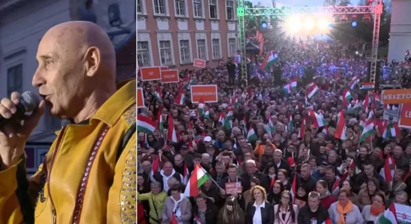 Hatalmas tömeg fogadta Pataky Attilát Orbán Viktor esztergomi országjárásán
