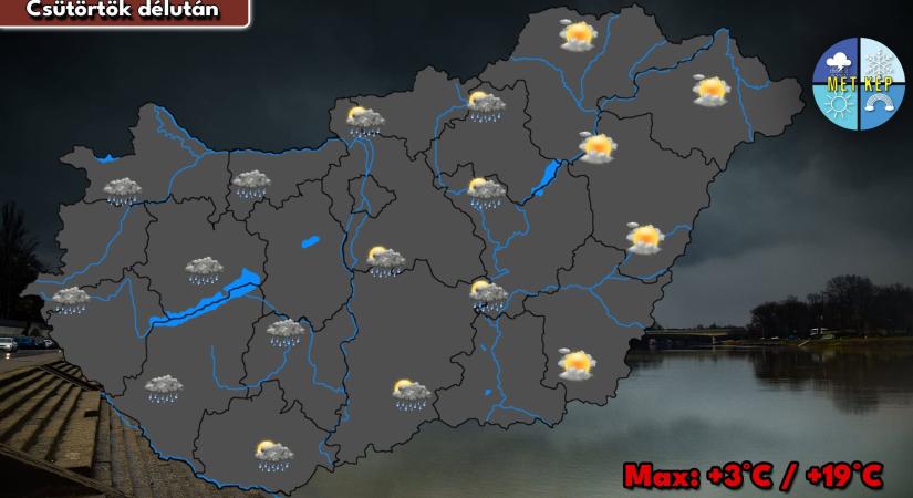 Mediterrán ciklon hoz esőt, nyugaton péntek éjjel havas eső, hó is lehet