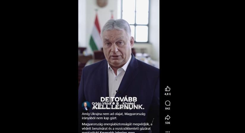 Orbán Viktor: Amíg Ukrajna nem ad olajat, Magyarország irányából nem kap gázt