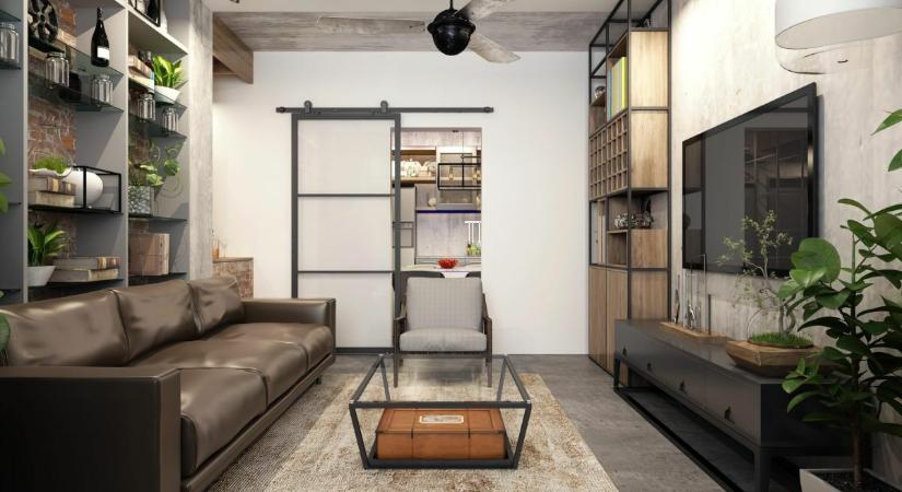 Térformálás loft stílusban: tolóajtók és rejtett sínek
