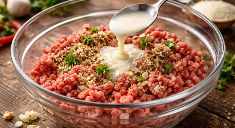Adj 4 evőkanálnyit a darált húshoz. Olyan szaftos és puha lesz, mint még soha