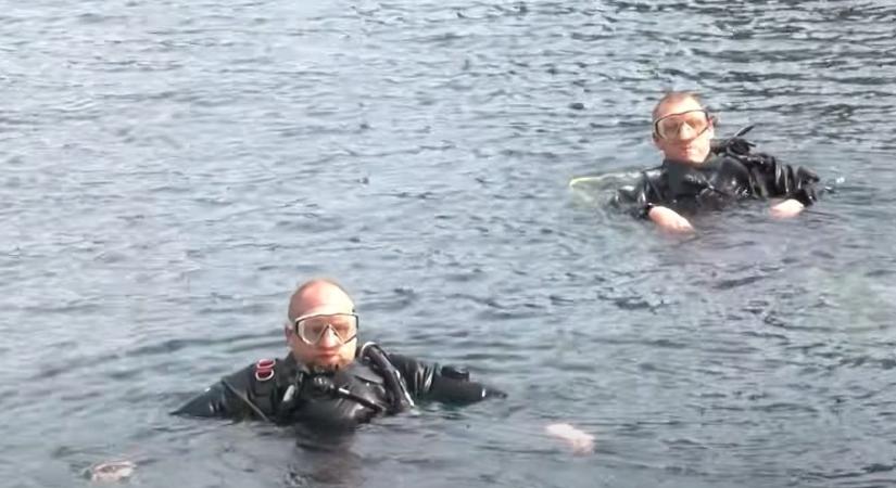 Búvárokkal keresték a rejtett barlangokat a Balaton közelében