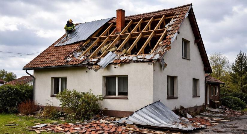 Nagy a baj: tetőt bontott a szél, péntek reggelig 25 riasztás