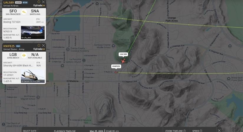 Katonai helikopter keresztezte egy leszálló United 737-es útját az USA-ban