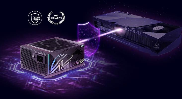 Elérhető az MSI GPU Safeguard technológiája, ami segít megvédeni a 12V-2x6 tápcsatlakozót használó videokártyákat