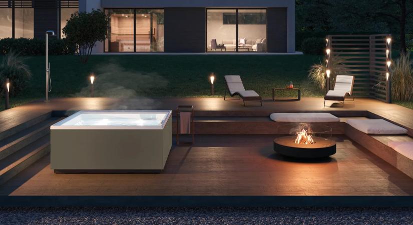 Masszázsmedence a teraszon – burkolatok, színek és lakberendezési trendek 2026-ban