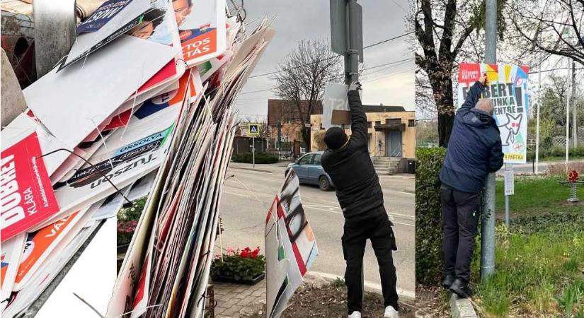 Polgári elégedetlenségi akció Csömörön, elegük lett a választási plakátokból, leszedték az összeset