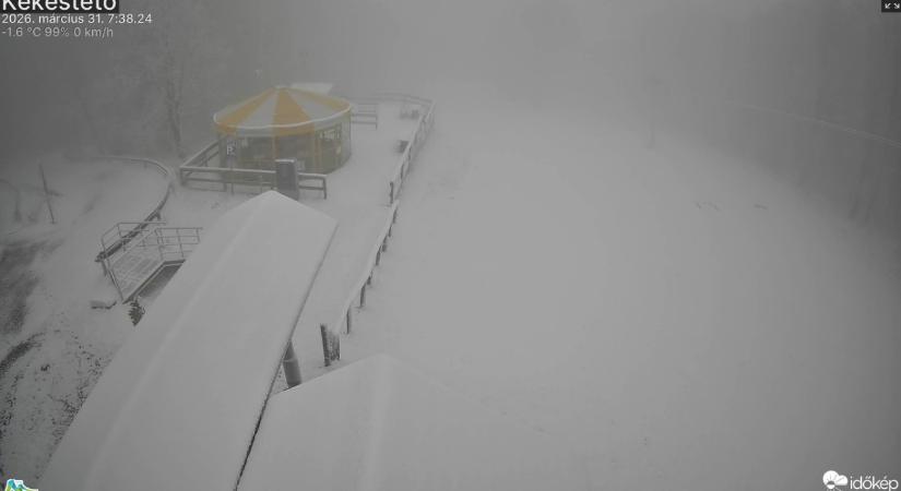 Hó borítja a Kékestetőt