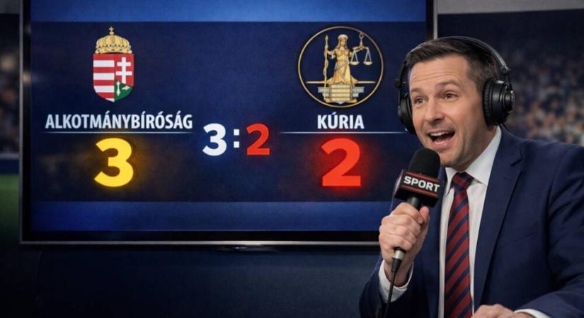 3:2 az Alkotmánybíróság : Kúria meccs állása a Tisza Párt : Kossuth rádió Facebook-oldala brusztban