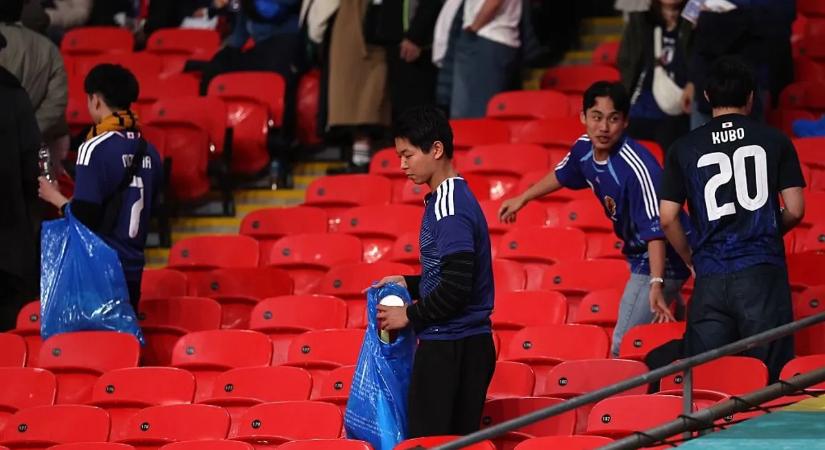 Az angolok legyőzése után, a japán szurkolók szemetet szedtek a Wembleyben – videó
