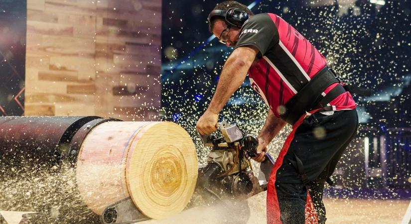 Brutális adrenalinsokk: fejszékkel, láncfűrésszel támadnak a legjobb favágók