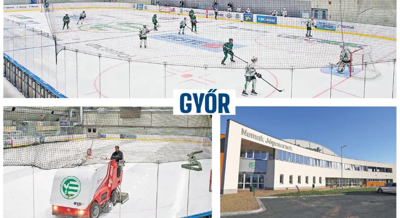 NS-képeslap: új, modern jégcsarnok épült Győrben