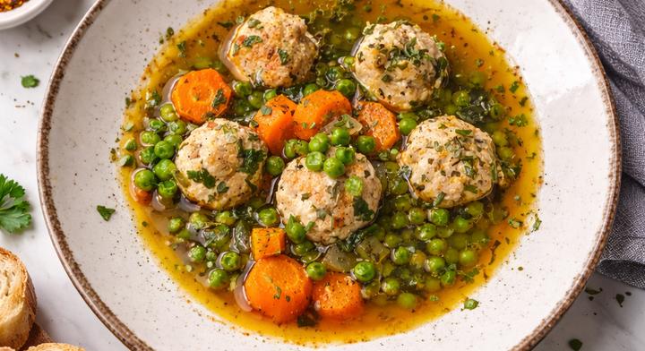 Tavaszi zöldborsóleves húsgombóccal: igazi családi kedvenc