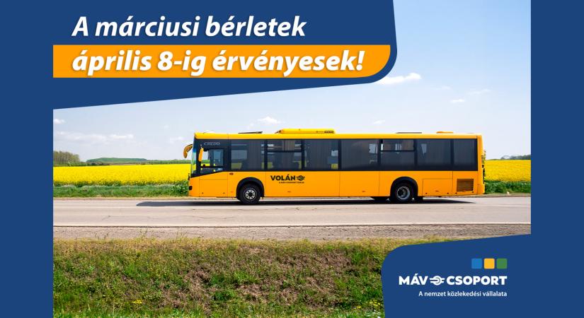 Húsvéti könnyítés az utasoknak: április 8-ig érvényesek a márciusi bérletek