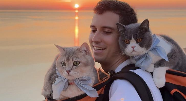 Két macskájával járja a világot Lázár, semmi sem tudja őket megállítani