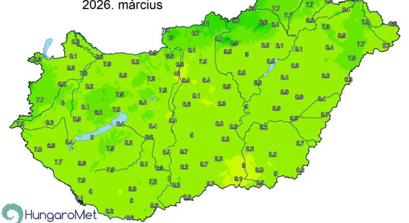 A nyolcadik legenyhébb volt az idei március 1901 óta