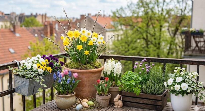 Húsvétra is látványos balkon és terasz: 5 gyors konténeres beültetés, ami tényleg ünnepi hangulatot ad