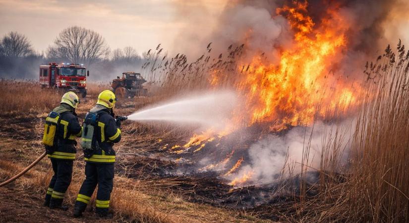 Több hektár lángoló nádas sokkolta a környéket Jákónál