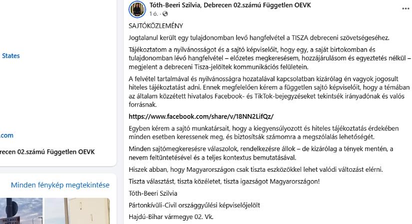 Egy állítólagos hangfelvétel került a középpontba a Hajdú-Bihar 1-es, debreceni választókerületében indulók között – videóval