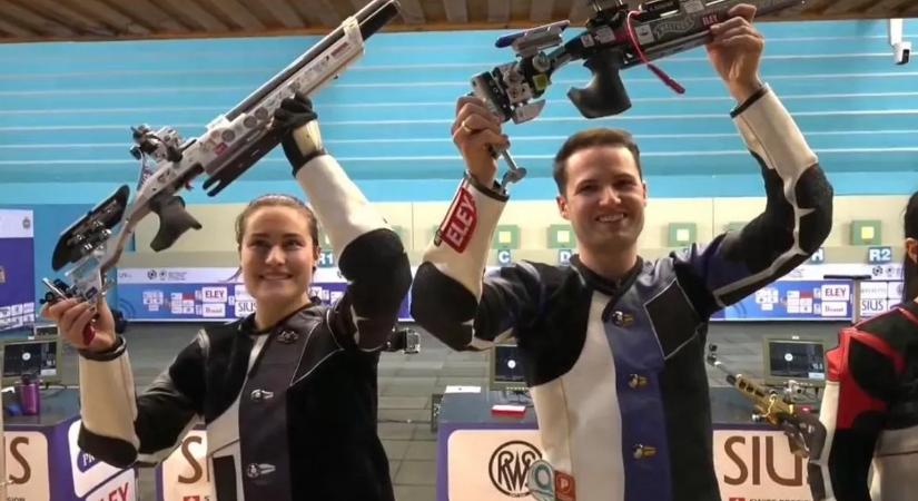 Sportlövő-vk: Dénes és Péni ezüst-, Major és Nagy bronzérmet nyert a vegyes csapat számokban