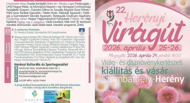 22. Herényi Virágút - a tavasz legvirágosabb hétvégéje Herényben (ápr. 24-26.)