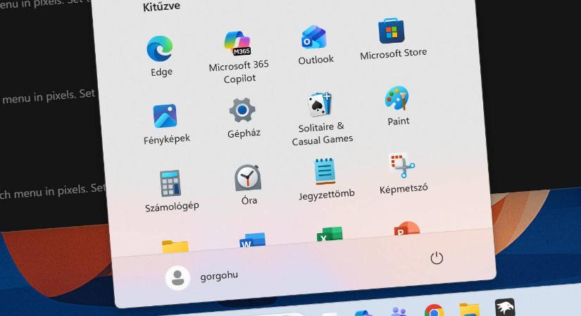 Start menü méretének csökkentése vagy növelése Windows 11 alatt