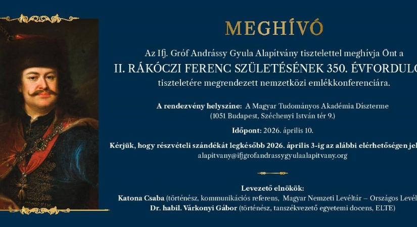 Rákóczi 350: emlékkonferenciával tisztelegnek a fejedelem életműve előtt a Magyar Tudományos Akadémián
