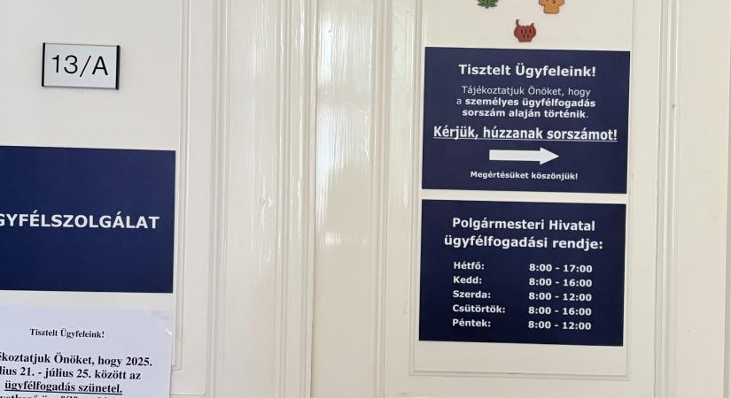 Hétfőn szünetel az ügyfélszolgálat a polgármesteri hivatalban
