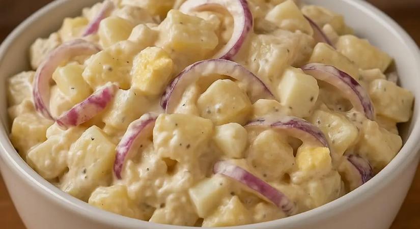 Klasszikus lilahagymás, majonézes krumplisaláta recept, ez nálunk április sztárja