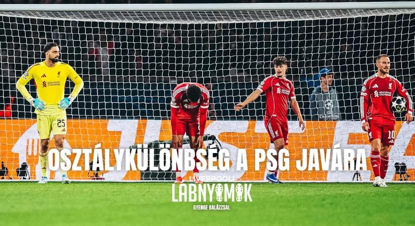 Liverpooli lábnyomok: osztálykülönbség a PSG javára a BL-ben