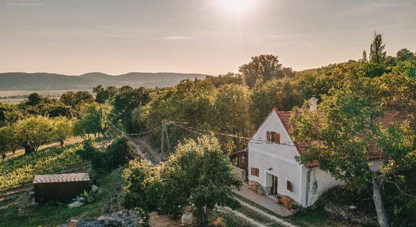 Fotókon a tanúhegyekre néző Balaton-felvidéki álomház, ilyen csak a mesében van
