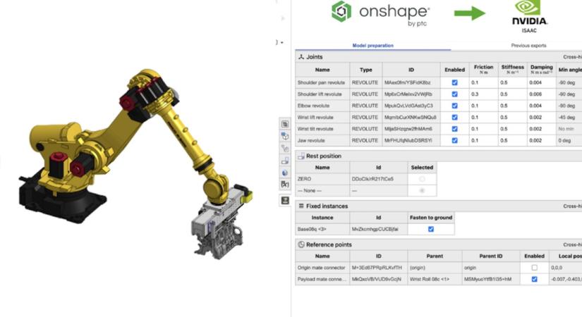A PTC és az NVIDIA együttműködése a tervezés és a robotika-szimuláció egyesítésére az Onshape és az NVIDIA Isaac Sim összekapcsolásával