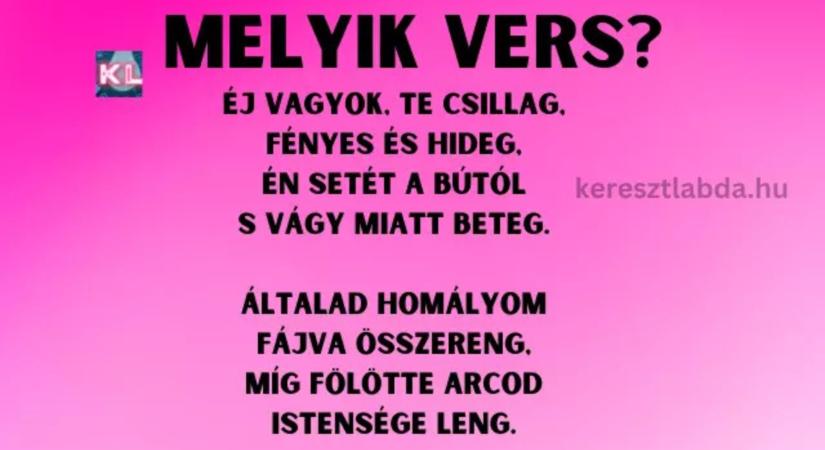 Napi irodalom feladat: Ezt a gyönyörű versrészletet a legtöbben rossz költőnek tulajdonítják