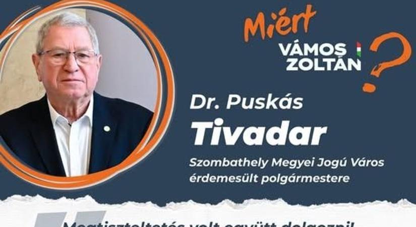 Puskás Tivadar Vámos Zoltánt támogatja