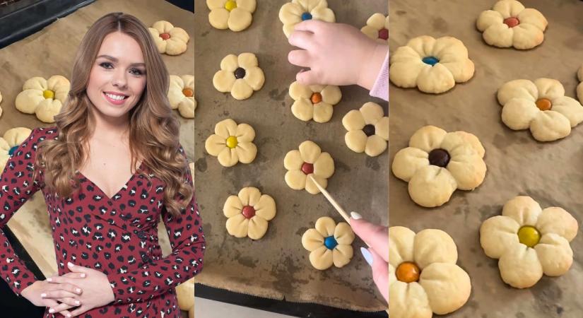 Közös sütés a tavaszi szünetben: Rácz-Gyuricza Dóra virágkeksze