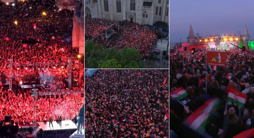 Rengetegen vannak! Megtöltötte a tömeg a Szentháromság teret a mai kampányzárón