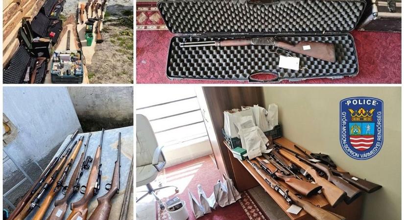 Fegyverkánaán Győrnél - rengeteg lőfegyvert találtak egy férfinél - fotók