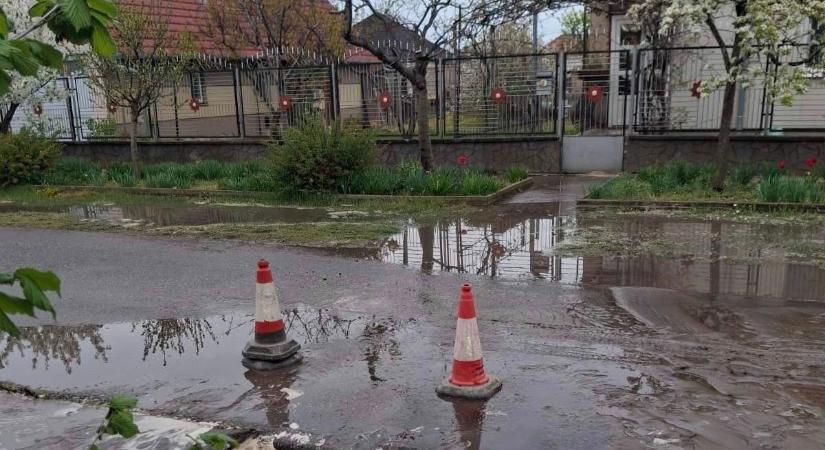 Csőtörés miatt több utcát is lezártak Kecskeméten, 80 háztartás maradt víz nélkül