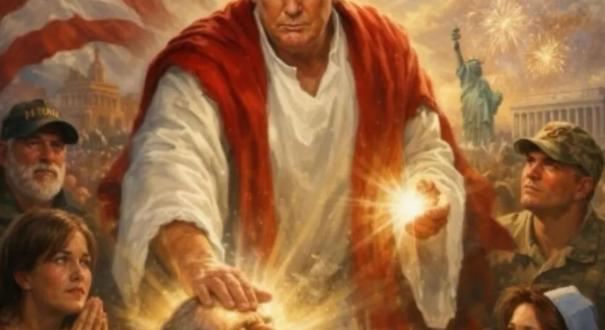 Trump a megváltó szerepében: Krisztusként gyógyít