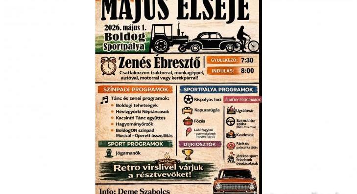 Retro május elseje Boldogon 